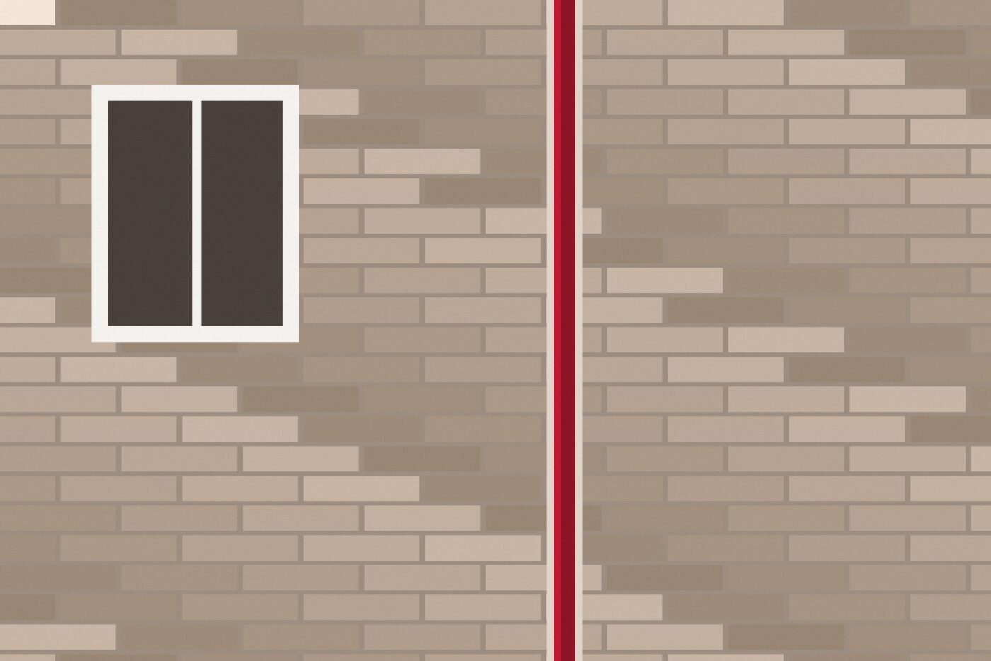Bakstenen gevel met een verticale dilatatievoeg
